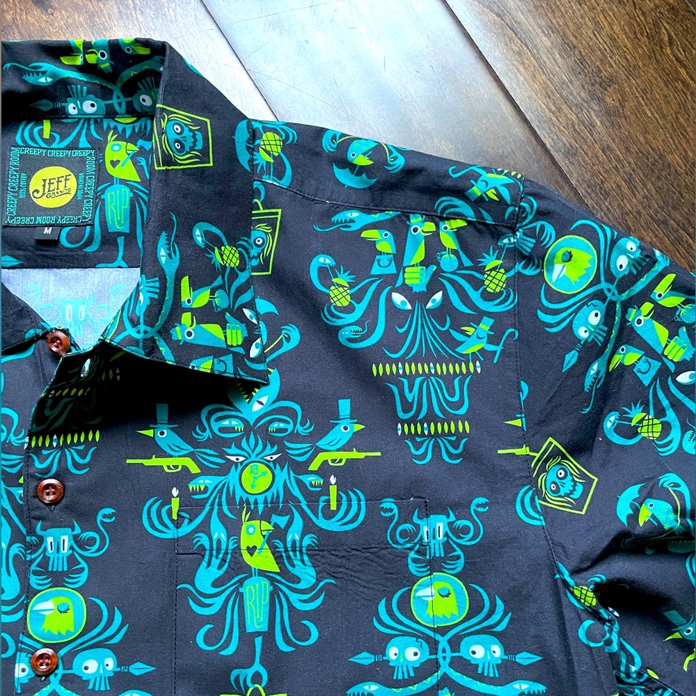 Jeff Granito Disneyland Haunted Mansion + Tiki Room inspired Aloha Shirt Medium